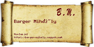 Barger Mihály névjegykártya